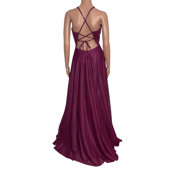 JVN By Jovani Elegant Evening Gown in Dark Pink Size 0 - Picture 8 of 8